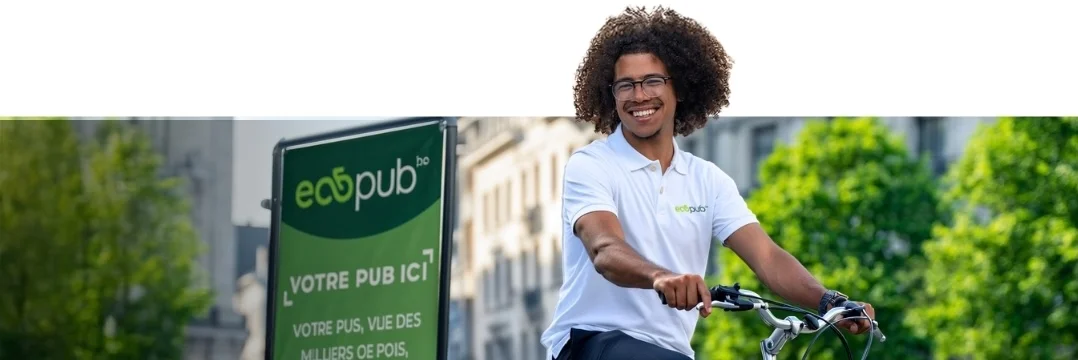 Campagne de vélo publicitaire EcoPub dans les rues de Bruxelles